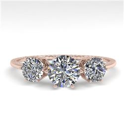 1 CTW Solitaire Past Present Future VS/SI Diamond Ring 18K Rose Gold - REF-157F5N - 35903