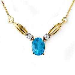 1.30 CTW Blue Topaz & Diamond Necklace 10K Yellow Gold - REF-19W3F - 12598