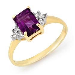 1.16 CTW Amethyst & Diamond Ring 18K Yellow Gold - REF-29K3W - 13057