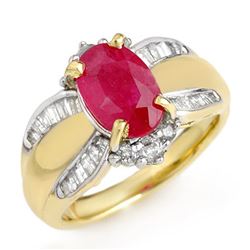 3.01 CTW Ruby & Diamond Ring 14K Yellow Gold - REF-87T3M - 12833