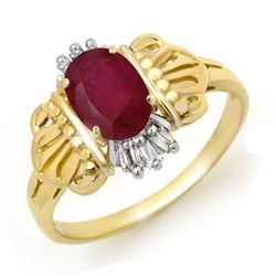 1.06 CTW Ruby & Diamond Ring 10K Yellow Gold - REF-19X3T - 12552