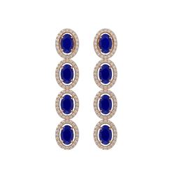 6.47 CTW Sapphire & Diamond Halo Earrings 10K Rose Gold - REF-109N5Y - 40509