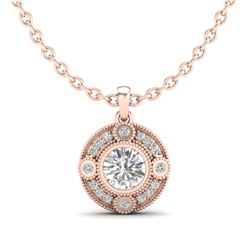 1.01 CTW VS/SI Diamond Solitaire Art Deco Stud Necklace 18K Rose Gold - REF-221H8A - 36984