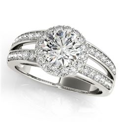 1.6 CTW Certified VS/SI Diamond Solitaire Halo Ring 18K White Gold - REF-415K3W - 26904