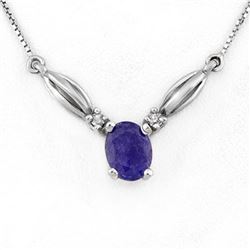 1.30 CTW Tanzanite & Diamond Necklace 10K White Gold - REF-22A2X - 11360