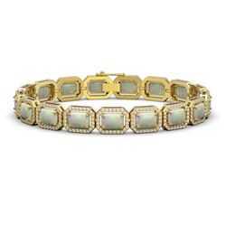 16.86 CTW Opal & Diamond Halo Bracelet 10K Yellow Gold - REF-334N8Y - 41395