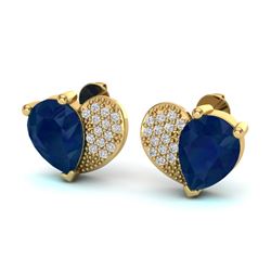 2.50 CTW Sapphire & Micro Pave VS/SI Diamond Earrings 10K Yellow Gold - REF-31Y8K - 20080