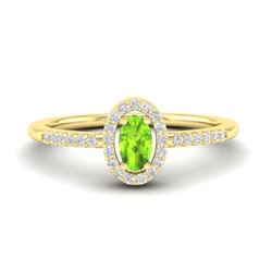 0.50 CTW Peridot & Micro Pave VS/SI Diamond Ring Halo 18K Yellow Gold - REF-33N5Y - 21391