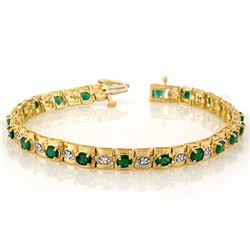 4.09 CTW Emerald & Diamond Bracelet 10K Yellow Gold - REF-94T5M - 10209