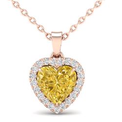 1 CTW Citrine & Micro Pave VS/SI Diamond Heart Necklace Halo 14K Rose Gold - REF-28A4X - 21335