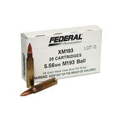 Five Hundred (500) Rounds Federal, XM193, 556NATO, 55 Grain, Full Metal Jacket,