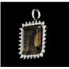 Image 2 : 14KT White Gold 38.51 ctw Smoky Quartz and Diamond Pendant