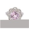Image 1 : 18Kt White Gold 2.75 ctw Kunzite and Diamond Ring