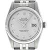 Image 2 : Rolex Mens 36mm Stainless Steel Silver Diamond Datejust Wristwatch