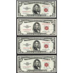 Lot of (4) 1953 $5 Legal Tender Notes