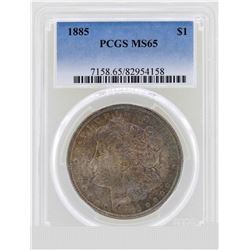 1885 $1 Morgan Silver Dollar Coin PCGS MS65