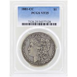 1881-CC $1 Morgan Silver Dollar Coin PCGS VF25