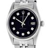 Image 2 : Rolex Mens Stainless Steel Black Diamond Datejust Wristwatch