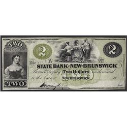 1800's $2 The State Bank at New-Brunswick Obsolete Note