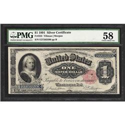 1891 $1 Martha Washington Silver Certificate Note PMG Choice About Uncirculated