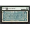 Image 2 : 1864 $5 Confederate States of America Note T-69 PMG Choice Uncirculated 63EPQ