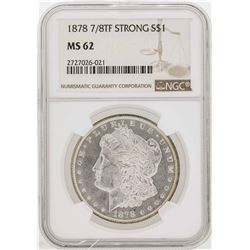 1878 7/8TF Strong $1 Morgan Silver Dollar Coin NGC MS62
