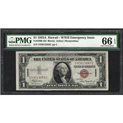 1935A $1 Hawaii Silver Certificate WWII Emergency Note PMG Gem Uncirculated 66EP