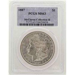 1887 $1 Morgan Silver Dollar Coin PCGS MS63