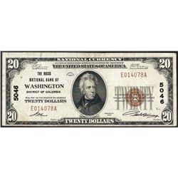 1929 $20 Washington District of Columbia National Currency Note CH# 5046