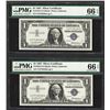 Image 1 : Lot of (2) Consecutive 1957 $1 Silver Certificate Notes PMG Gem Uncirculated 66E