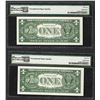 Image 2 : Lot of (2) Consecutive 1957 $1 Silver Certificate Notes PMG Gem Uncirculated 66E