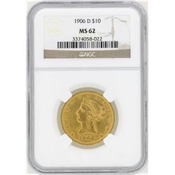 1906-D $10 Liberty Head Eagle Gold Coin NGC MS62