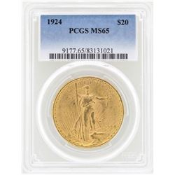 1924 $20 St. Gaudens Double Eagle Gold Coin PCGS MS65