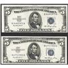 Image 1 : Lot of (2) 1953 $5 Silver Certificate Notes