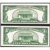 Image 2 : Lot of (2) 1953 $5 Silver Certificate Notes