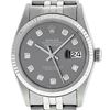 Image 2 : Rolex Mens 36mm Stainless Steel Dark Rhodium Diamond Datejust Wristwatch