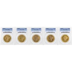 Lot of (5) 1890's S Mint $20 Liberty Head Double Eagle Gold Coins PCGS MS61