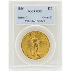1926 $20 St. Gaudens Double Eagle Gold Coin PCGS MS62