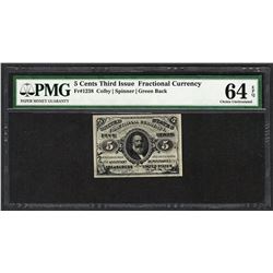 1863 Third Issue 5 Cents Fractional Currency Note PMG Choice Uncirculated 64EPQ