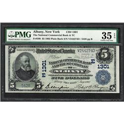 1902 $5 Albany New York National Currency Note CH#1301 PMG Choice Very Fine 35EP