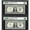 Image 1 : Lot of (2) 1957A $1 Silver Certificate STAR Notes PMG Superb Gem Uncirculated 67
