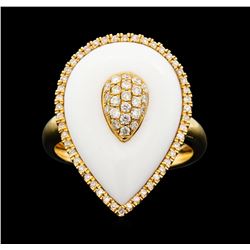 14KT Rose Gold 4.56 ctw White Onyx and Diamond Ring