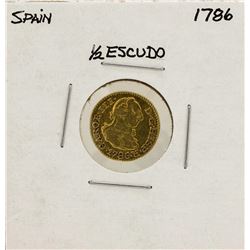 1786 Charles III Spanish 1/2 Escudos Gold Coin