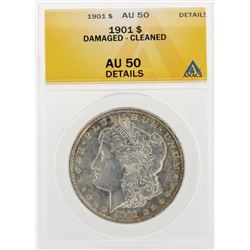 1901 $1 Morgan Silver Dollar Coin Damaged Cleaned ANACS AU50 Details