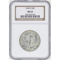 1945-D Walking Liberty Half Dollar Coin NGC MS65