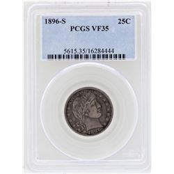 1896-S Barber Quarter Coin PCGS VF35