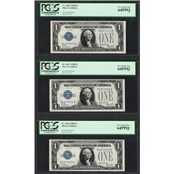 (3) Consecutive 1928B $1 Funnyback Silver Certificate Notes PCGS Very Choice New