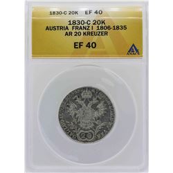 1830-C Austria 20 Kreuzer Coin ANACS XF40