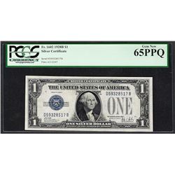 1928B $1 Funnyback Silver Certificate Note Fr.1602 PCGS Gem New 65PPQ