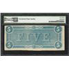 Image 2 : 1864 $5 Confederate States of America Note T-69 PMG Choice Uncirculated 63EPQ